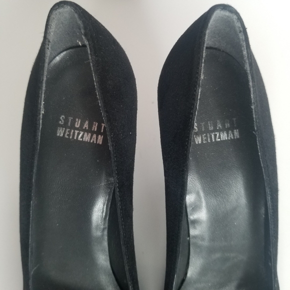 STUART WEITZMAN Black Round Toe Suede Pump Heels - Picture 10 of 12